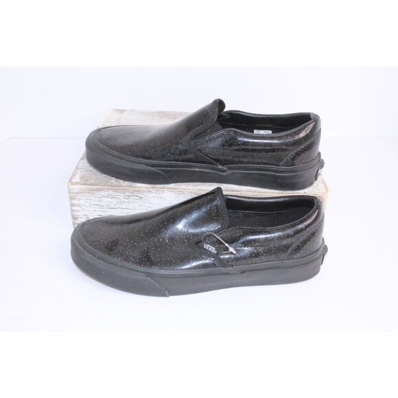 Vans Asher Black Glitter Women's 7.5 Rubber Slide On Skate Board Sneakers NWOB - Picture 2 of 9